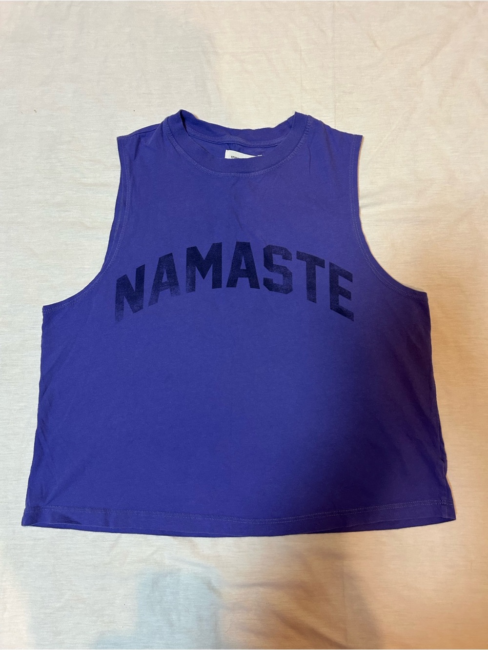 Spiritual Gangster Purple 'NAMASTE' Crop Tank 100% cotton SZ S